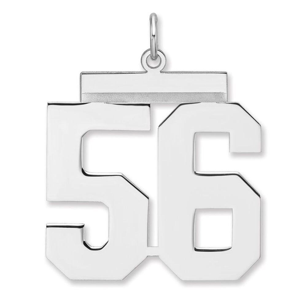 Sterling Silver, Athletic Collection, XL Polished Number 56 Pendant